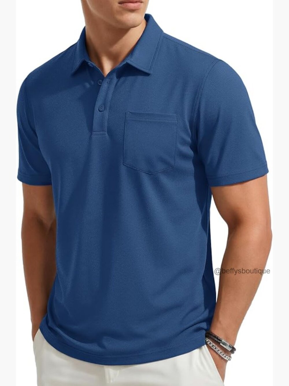Men's Short Sleeve Polo Shirt with Pocket, Moisture Wicking, Regular Fit